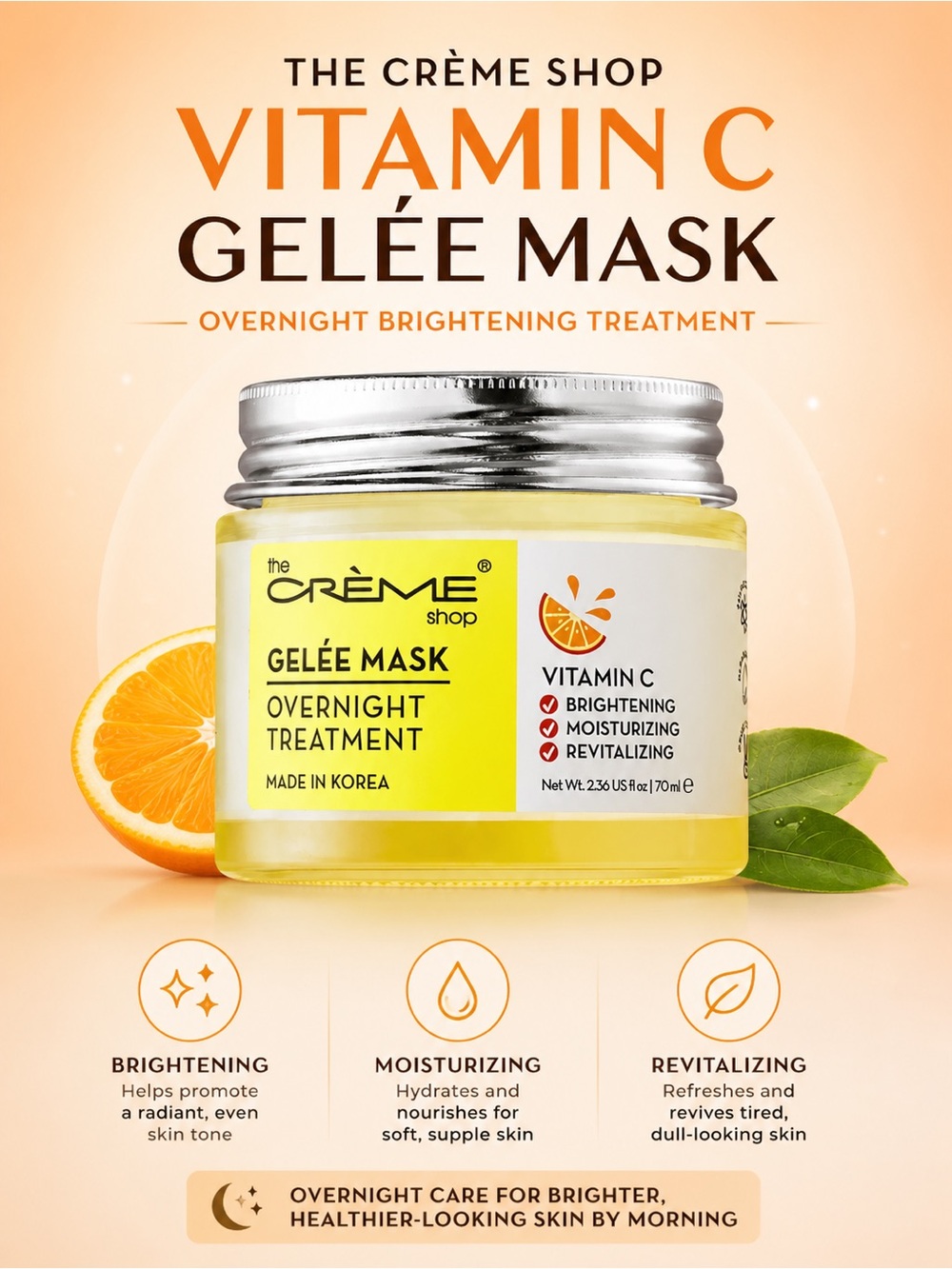 🍊 Crème Shop Vitamin C Gelée Mask – Overnight Brightening Treatment 🍊